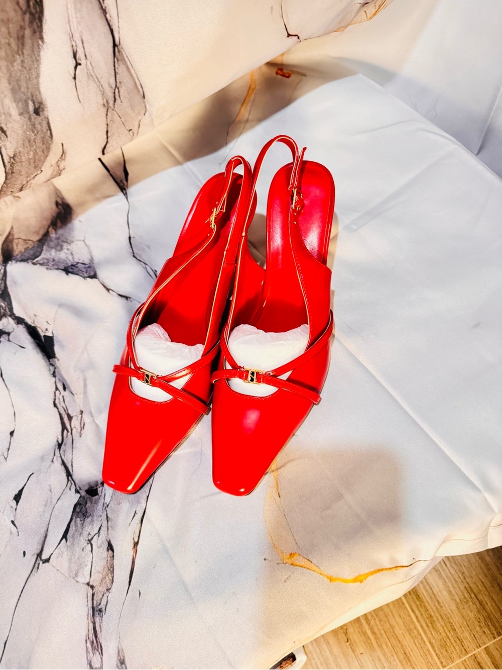 Incredibly Sexy Patent Red Slingback Pumps Size 8.5 - Picture 2 of 9